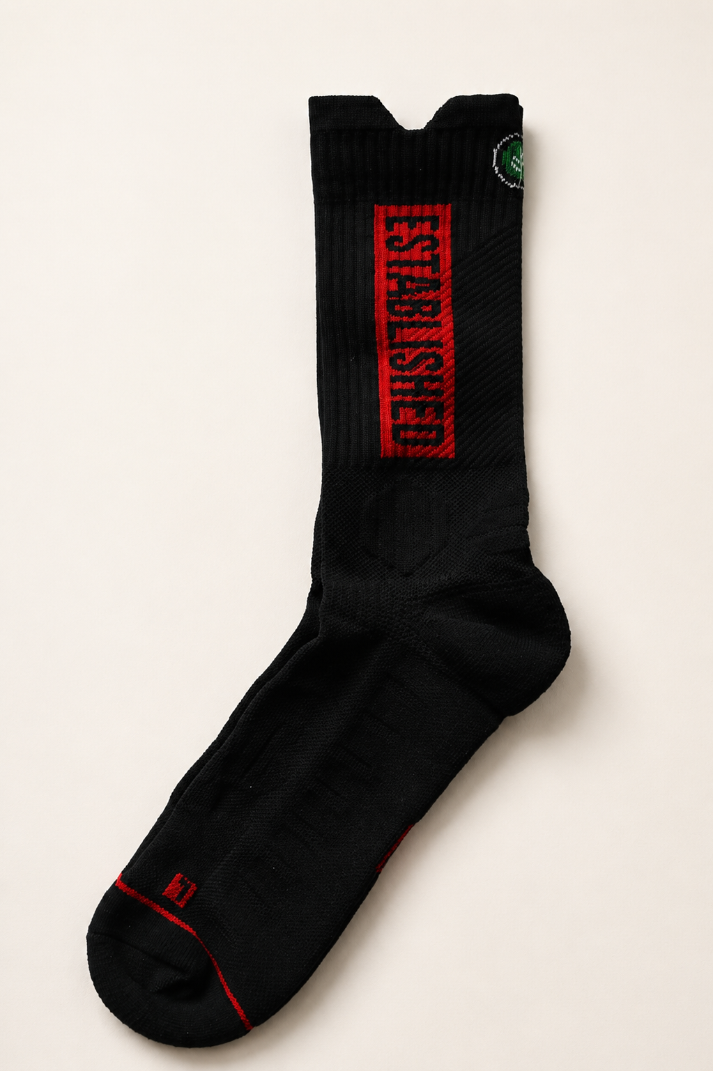 Established "Rooted" Crew Socks — Black/Red