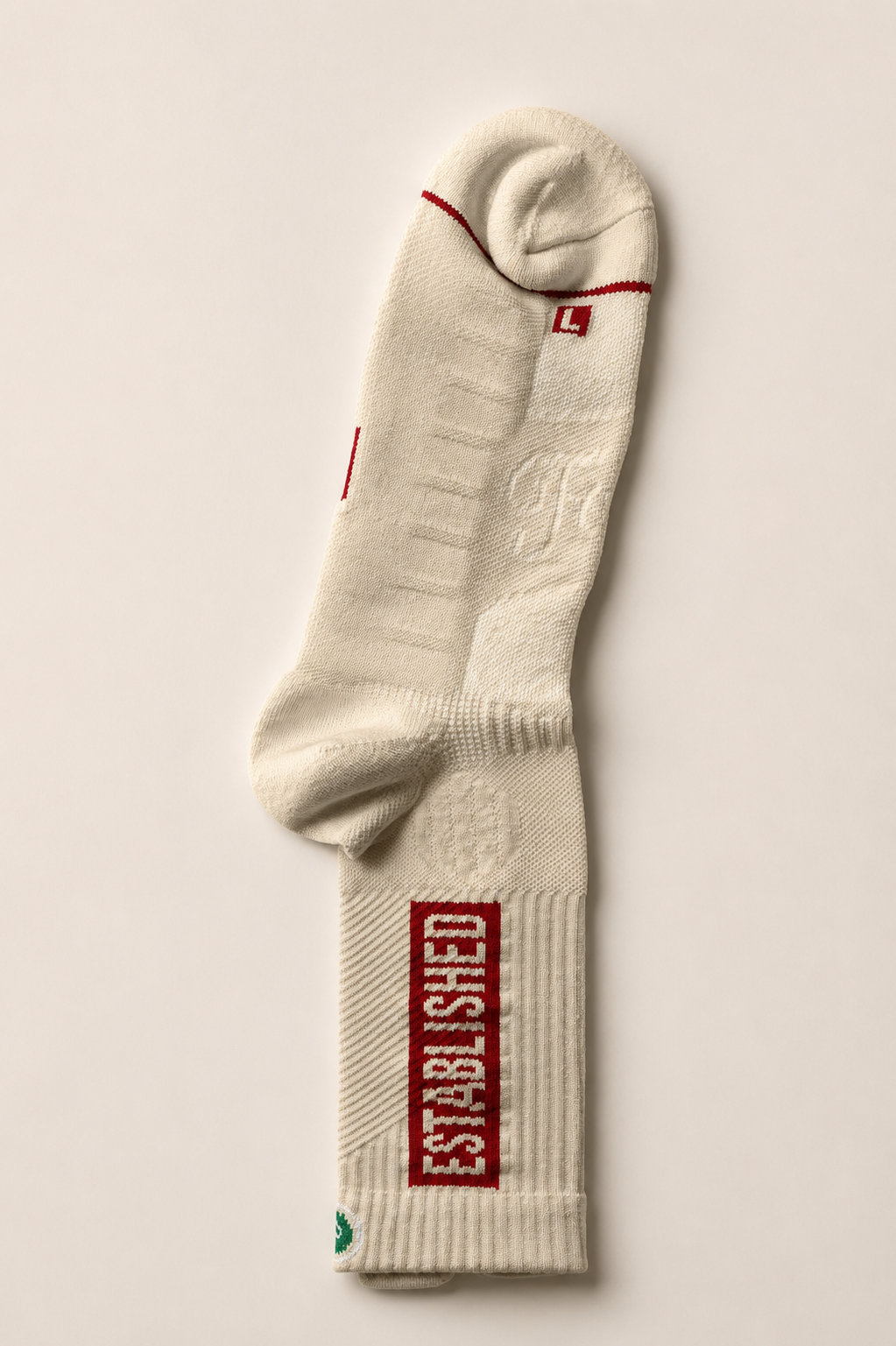 Established "Rooted" Crew Socks — Cream/Red