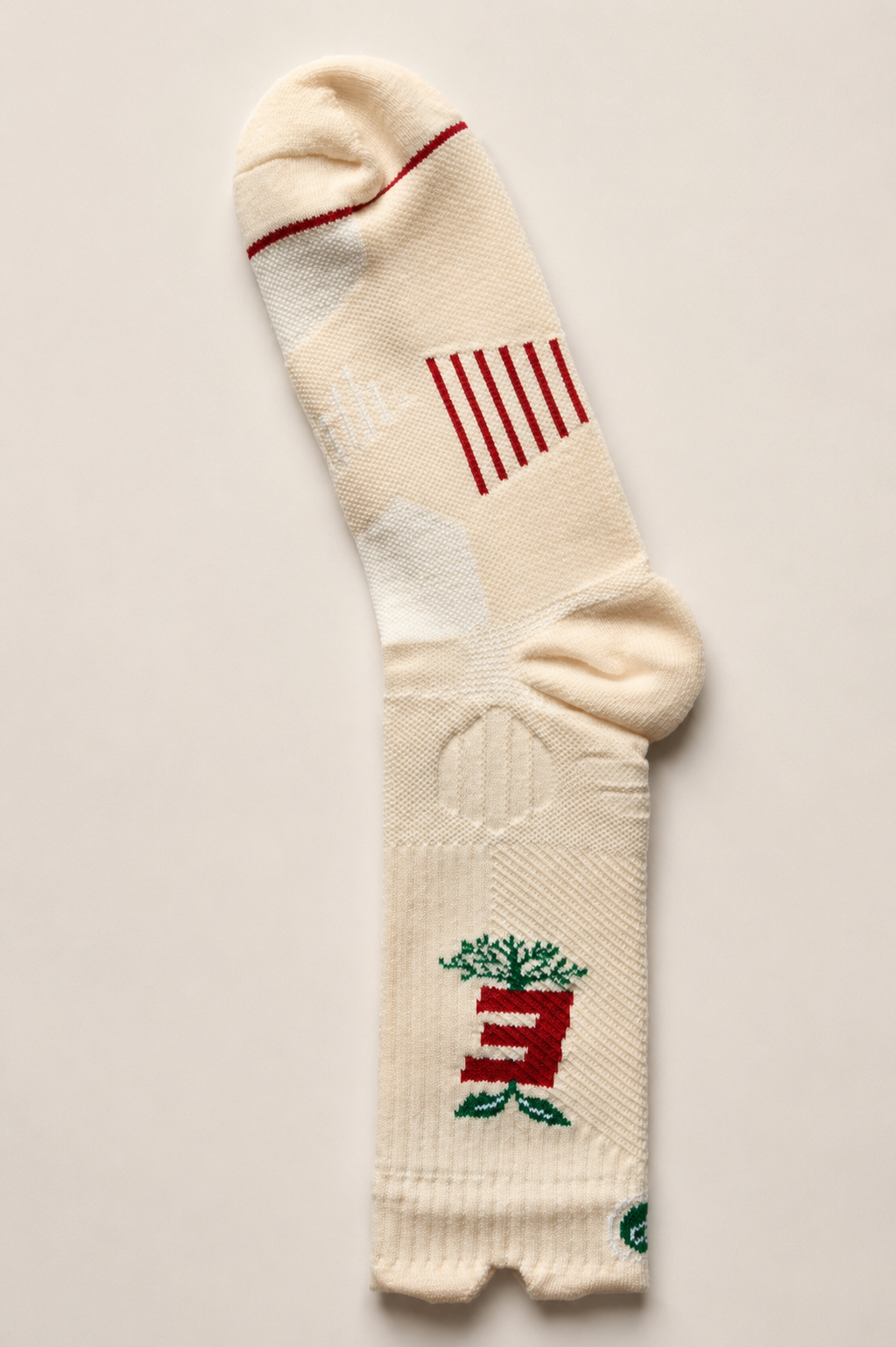 Established "Rooted" Crew Socks — Cream/Red