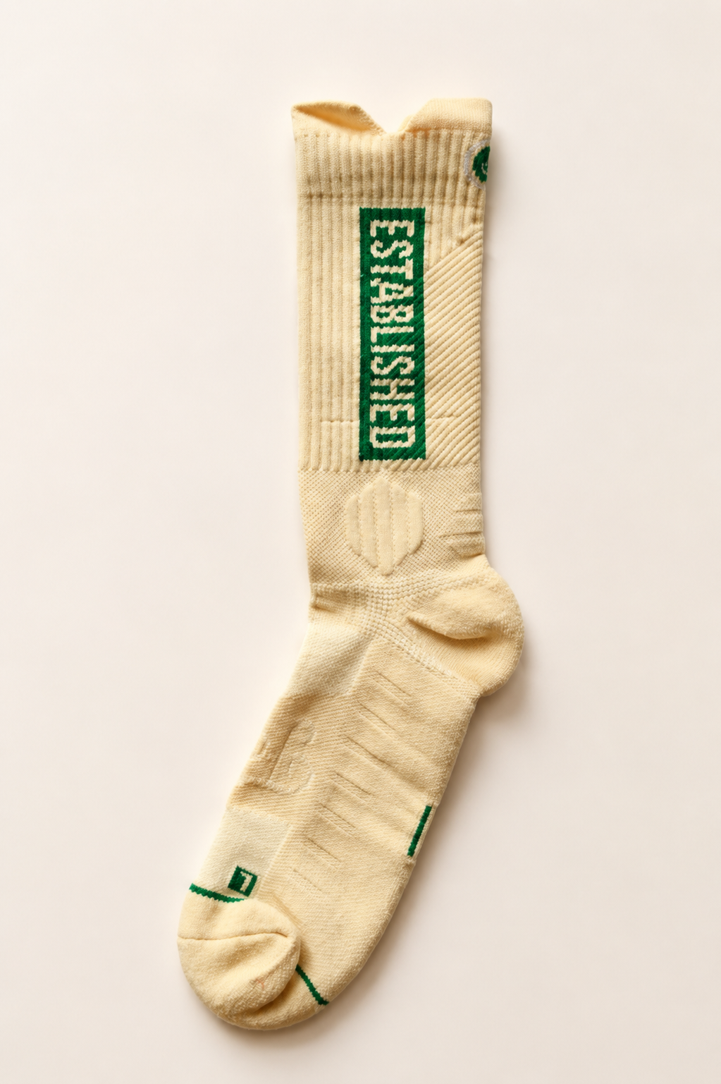 Established "Rooted" Crew Socks — Cream/Green