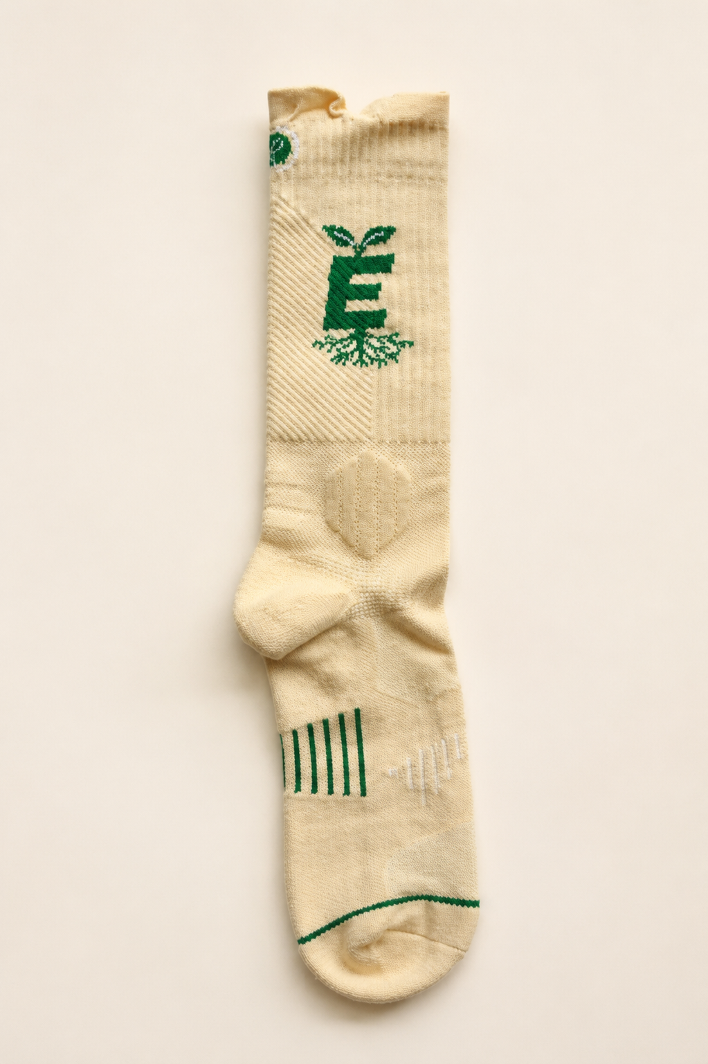 Established "Rooted" Crew Socks — Cream/Green